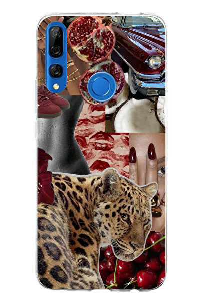 TechTree حافظة سيليكون متوافقة مع هاتف Honor 9X باللون الأحمر الفهد مطبوع