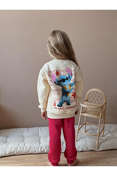 MİLAYS LİFE HOME COLLECTİON Κοριτσίστικο σετ χειμερινής φόρμας 3 κλωστών 100% βαμβακερό χοντρό βαμβακερό χρωματιστό