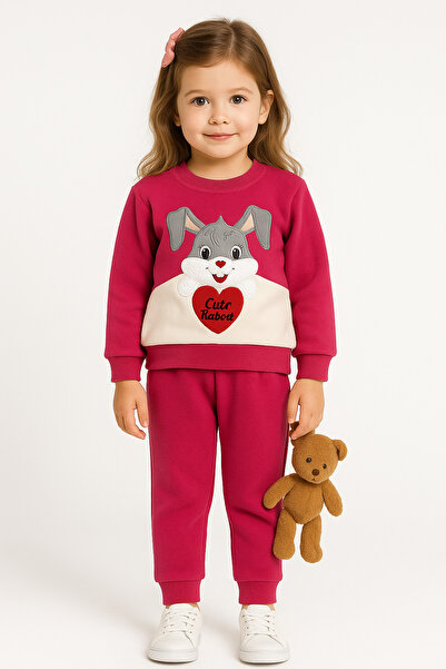 canmana kids&baby Σετ φλις για κορίτσια με λεπτομέρεια κεντήματος κουνελιού