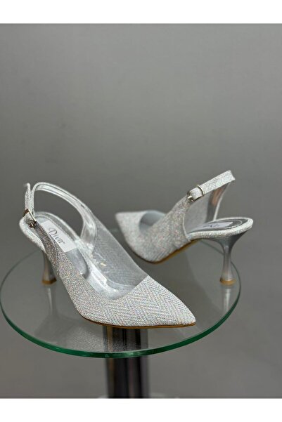 DİVA Γυναικεία παπούτσια με τακούνι Silver Glitter