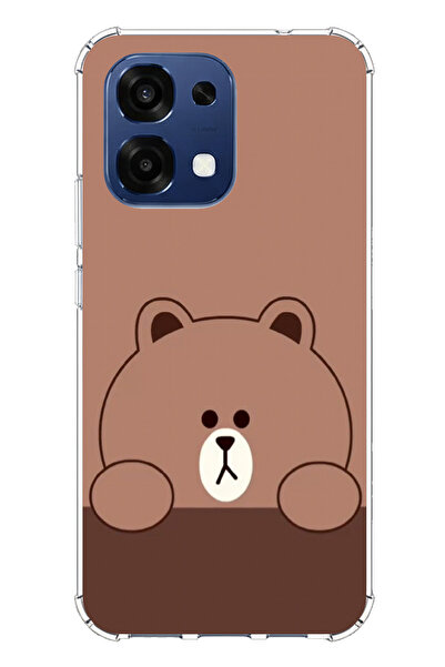 TechTree حافظة سيليكون متوافقة مع هاتف اوبو A6 برو بتصميم الدب البني مطبوع