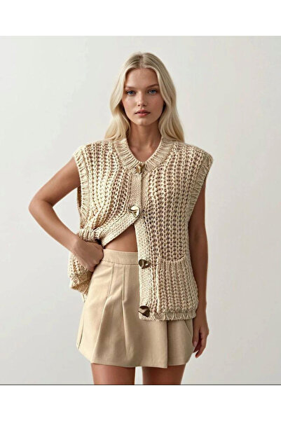 jöns since 1997 Women's Large Metal Buttoned Thessaloniki Knitted Sweater Vest