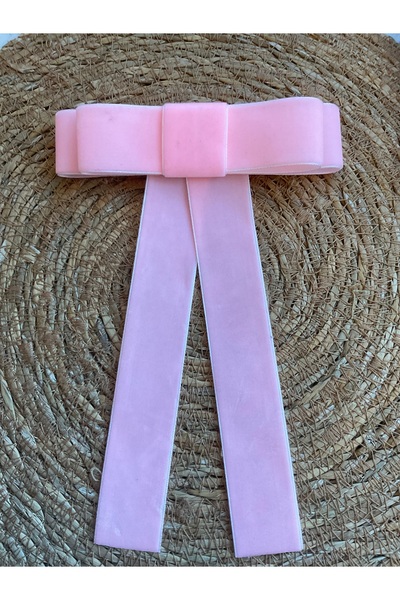 MADE BY PERİ Velvet Long Tail Bow Hair Clip –