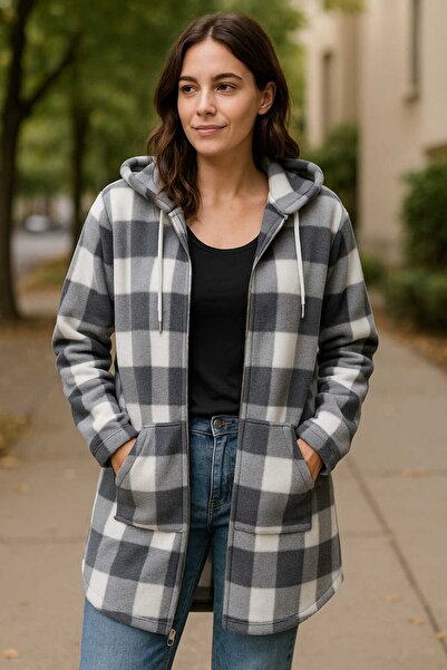 Tenra Γυναικεία μακριά ζακέτα από φλις φαρδιά εφαρμογή