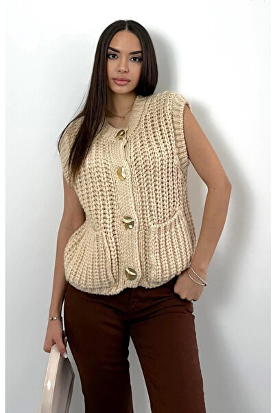 jöns since 1997 Women's Large Metal Buttoned Thessaloniki Knitted Sweater Vest