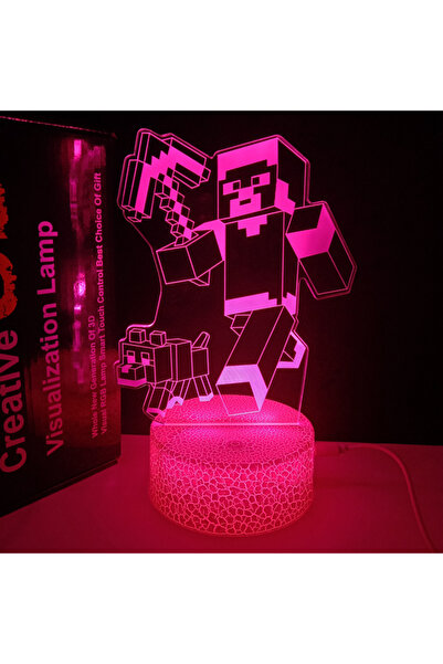 3D 3D Holographic LED Lights in the Shape of the Minecraft Logo - 7 Lights with Illuminated Base