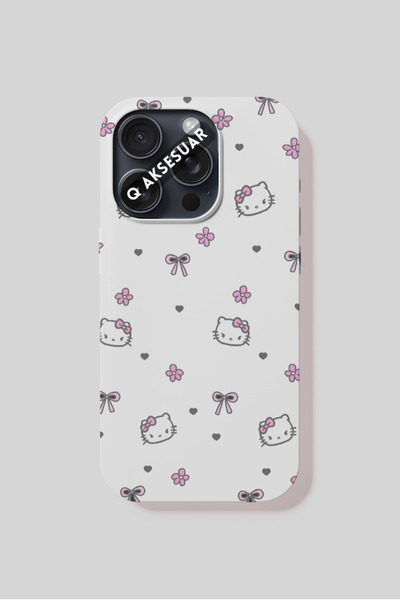 Q Aksesuar حافظة هاتف متوافقة مع هاتف آيفون 6 بلس بتصميم هيلو كيتي اللطيف - أبيض