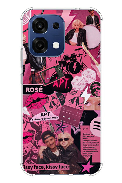 TechTree حافظة سيليكون متوافقة مع هاتف اوبو A6 برو من بلاك بينك كولاج مطبوع