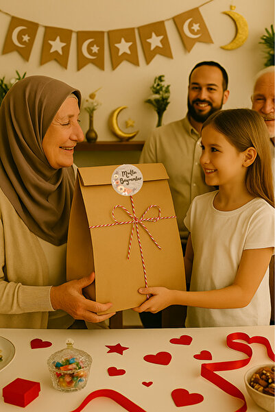 Dekals SET Mega Boy Bayrama Özel Hazır Hediye Paketi Seti (32x41 Paket+ip+ ETİKET-8CM)