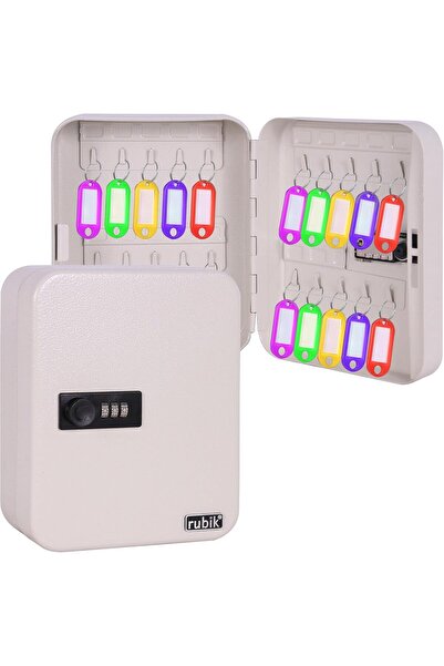 RUBIK 20-Key Cabinet Metal Key Storage Safe with Combination Lock (White)