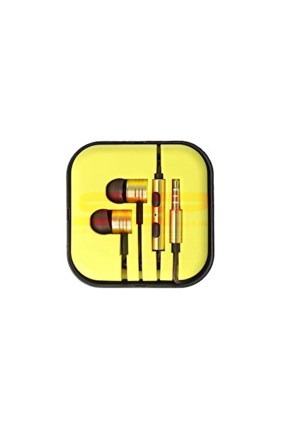 OEM Metal in-ear headphones with microphone and Dub Step bass, 3.5 mm jack and yellow case