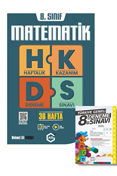 Arı Yayıncılık 8 Sınıf Haftalık kaz. matematik deneme sınavı+DENEME HEDİYELİ