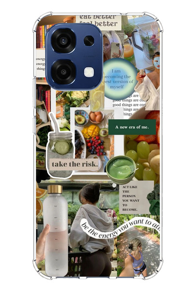 TechTree حافظة سيليكون متوافقة مع هاتف اوبو A6 برو، تحفيزية لنمط حياة صحي، مطبوع