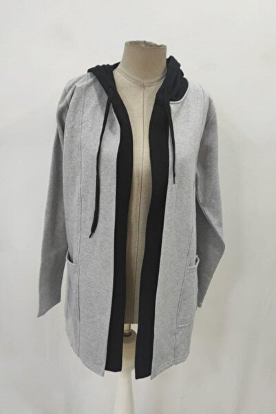 Mossta Hooded Two-Thread Jacket with Double-Colored Pocket Detail - Gray