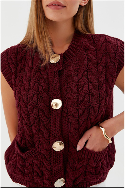 jöns since 1997 Women's Gold Buttoned Knitted Sweater Vest