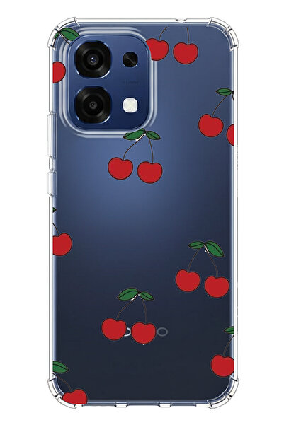 TechTree حافظة سيليكون متوافقة مع هاتف اوبو A6 برو بتصميم الكرز مطبوع