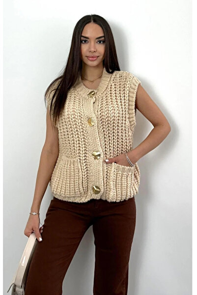 jöns since 1997 Women's Large Metal Buttoned Thessaloniki Knitted Sweater Vest