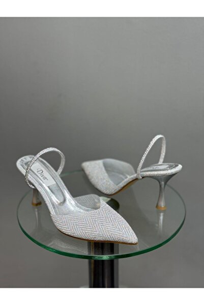 DİVA Γυναικεία παπούτσια με τακούνι Silver Glitter