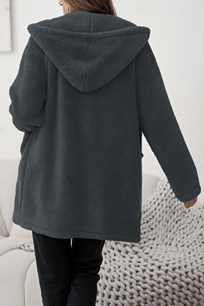 Mossta Μπουφάν Welsoft με με κουκούλα φερμουάρ και τσέπες - Καπνιστό