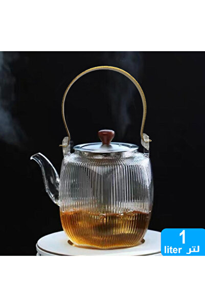 cc bin shihon High-end glass teapot with handle, 1-liter capacity, made of borosilicate glass.