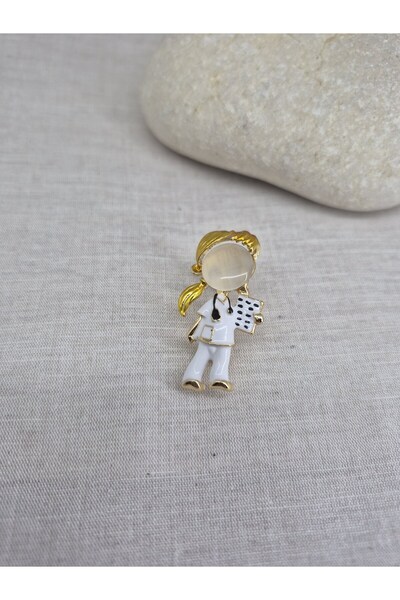 PİNA HEDİYELİK AKSESUAR Broş Doktor Hemşire Stetoskop Şekilli Hediye Yaka İğn...