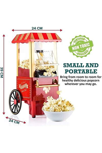 NEONI Popcorn Maker 1200W – Home Hot Air Popcorn Machine, 3.5L, Red