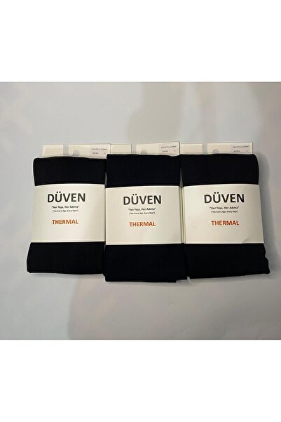 DÜVEN Pachet de 3 ciorapi termici pentru femei, negri, subțiri, din lână - Confort termic