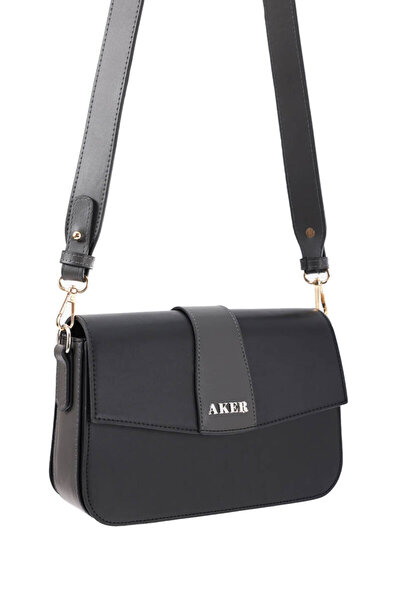 Aker Black Plain Pu Crossbody Bag Cnt20035