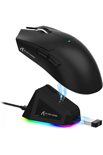 Attack Shark X11 Lightweight Wireless Gaming Mouse with RGB Charging Dock (Black)