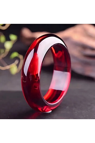 FM Minimalist Bangle Vintage Style Ruby Red Transparent Color Stylish Resin Women's Bracelet |   Bright and Stylish