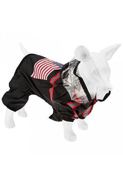 PetStop by Jeff Salopetă impermeabilă pentru câini cu glugă transparentă și i...