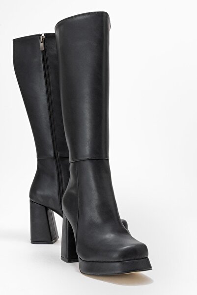 CCWAY AYAKKABI Cizme cu platformă pentru femei PIELE NEGRĂ