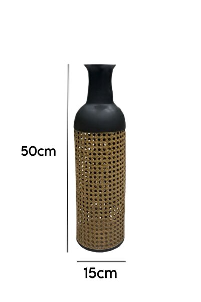 Noor High-quality vase set, black and brown iron with an elegant pattern, 15*50, 17*65, 20*85