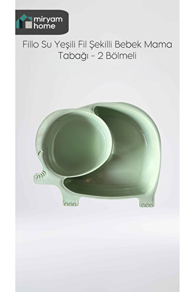 Lova MiryamHome FilloTabak Su Yeşili Fil Şekilli 2 Bölmeli Bebek Mama Tabağı ...
