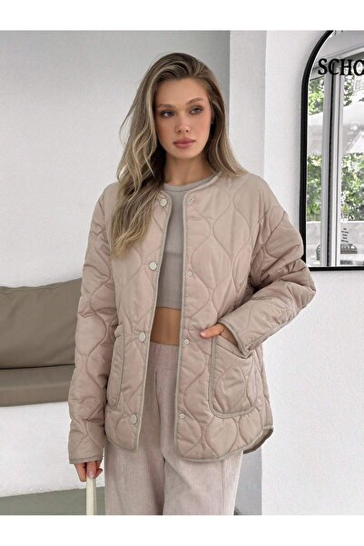 SERBA Wide-Style Fish Scale Pattern Women's Quilted Coat with Detailing