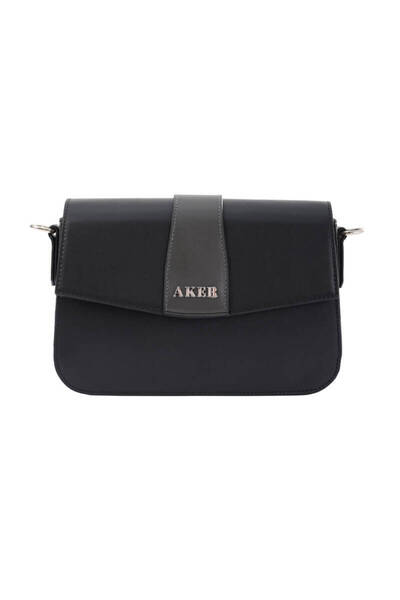Aker Black Plain Pu Crossbody Bag Cnt20035