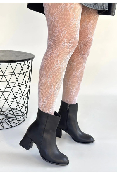 KAZAX Tendy Black Leather Heeled Boots