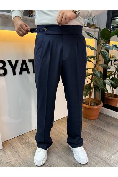 BYATA MENS STYLE Men's Italian Cut High Waist Fabric Trousers