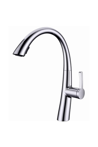 NO BRAND Kitchen faucet with pull-out shower, Zena, chrome silver