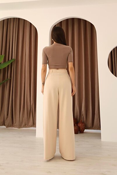 Leo Ferre Women's Three Pleated Wide Leg Palazzo Pants . 1338