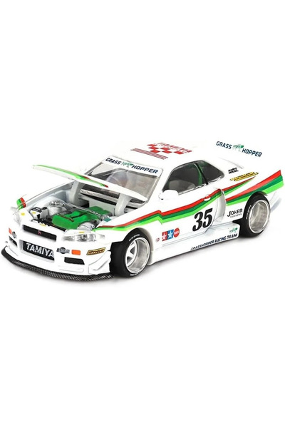 mini gt Macheta auto Nissan Skyline Gt-R (R34) X Tamiya "The Grasshopper" V1 1999 1:64 KHMG167