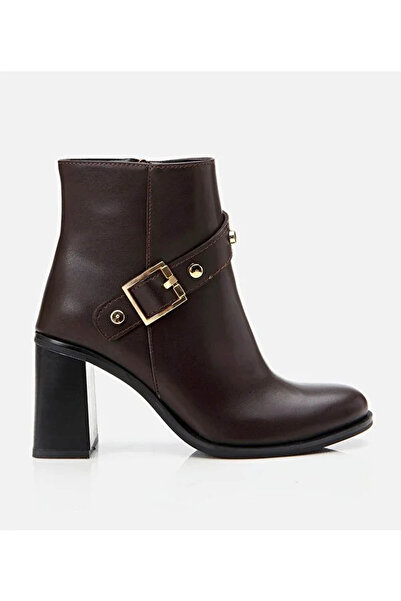 trender Buckle Heeled Brown Women's Boots & Booties 1015