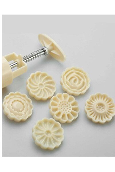 GENERIC4 7-piece 3D Flower Design Cookie and Mooncake Cutter & Mold Set, White, 17.8 cm