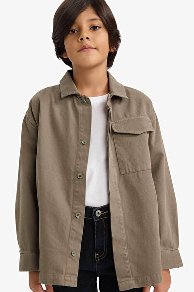 DeFacto Erkek Çocuk Oversize Geniş Kalıp Polo Yaka Uzun Kollu Gömlek G3621A825AU