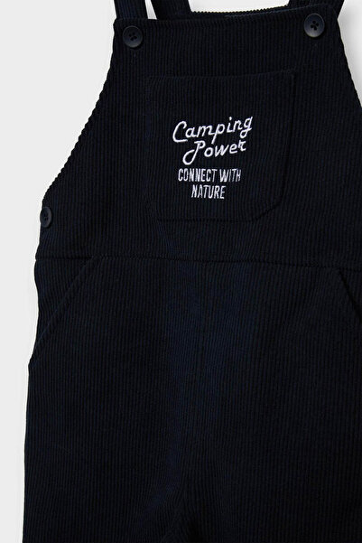 DeFacto 2-Piece Basic Sweatshirt Corded Fabric Velvet Salopet Navy Blue Baby Boy Top and Bottom Set G0084A5/Nv24