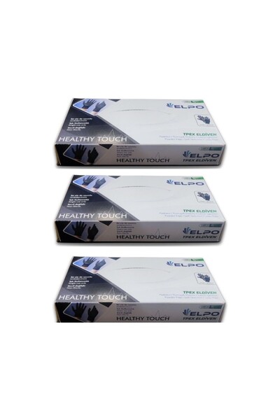 ELPO Siyah Pudrasız Hibrit Eldiven M Beden 300 Adet ( 3 Paket )