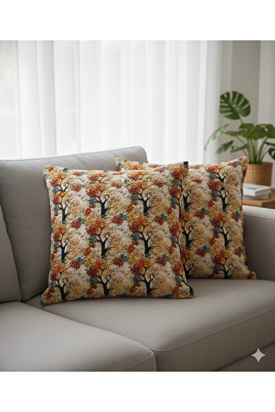 Otay Ev Dekorasyon Autumn Trees Patterned Digital Printed 2-Piece Throw Pillow 40 cm X 40 cm