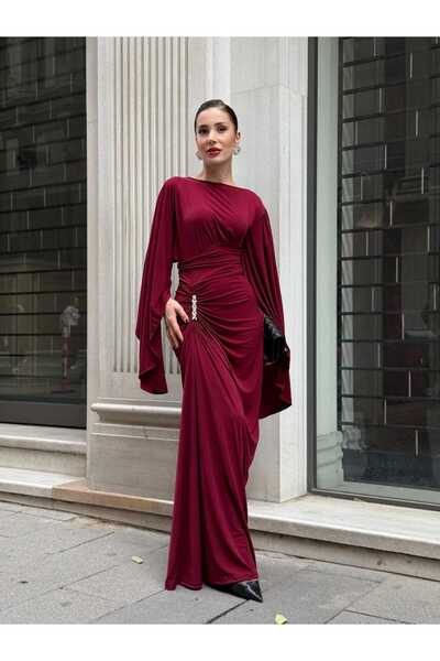 YK FASHION İsabel Bronş Detaylı Elbise