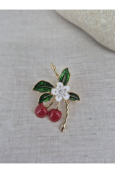 PİNA HEDİYELİK AKSESUAR Broş Kiraz Çiçeği Yaprak Şekilli Yaka İğnesi Doğum Günü Hediyesi Yılbaşı Hediyesi