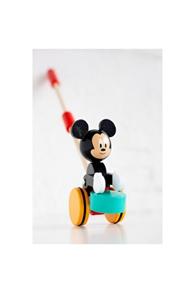 Disney Mickey Mouse Wooden Push Toy, Colorful Wheels, for 2 Years